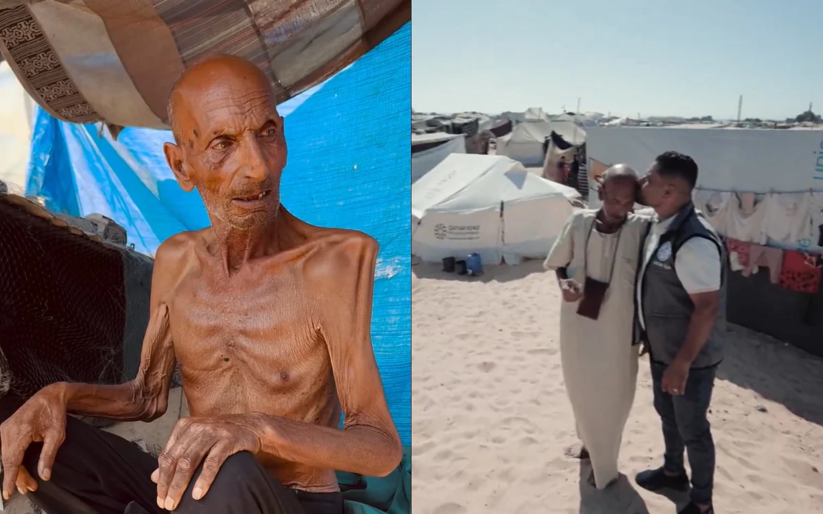 'Thank you, Sheikh Mohamed': Starving elderly Gazan with ribs sticking ...