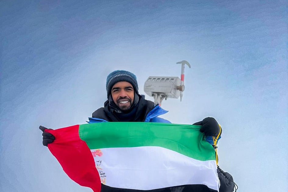 UAE adventurer Rashid Al Shamsi raises flag atop Europe's highest peak Mount Elbrus