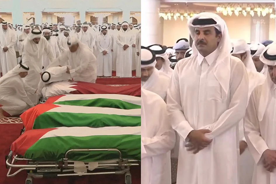 Katars Emir nimmt am Trauergebet für die sechs Opfer der israelischen ...