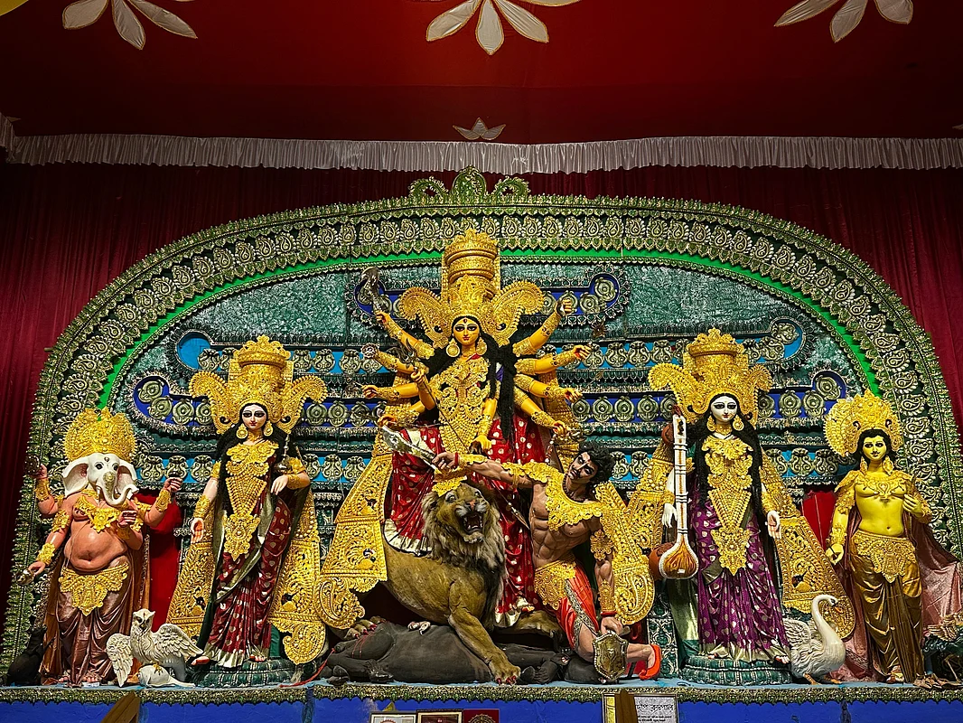 The Goddess Durga idol at the pandal this year.&nbsp;Photo:&nbsp;IB Block Durga Puja