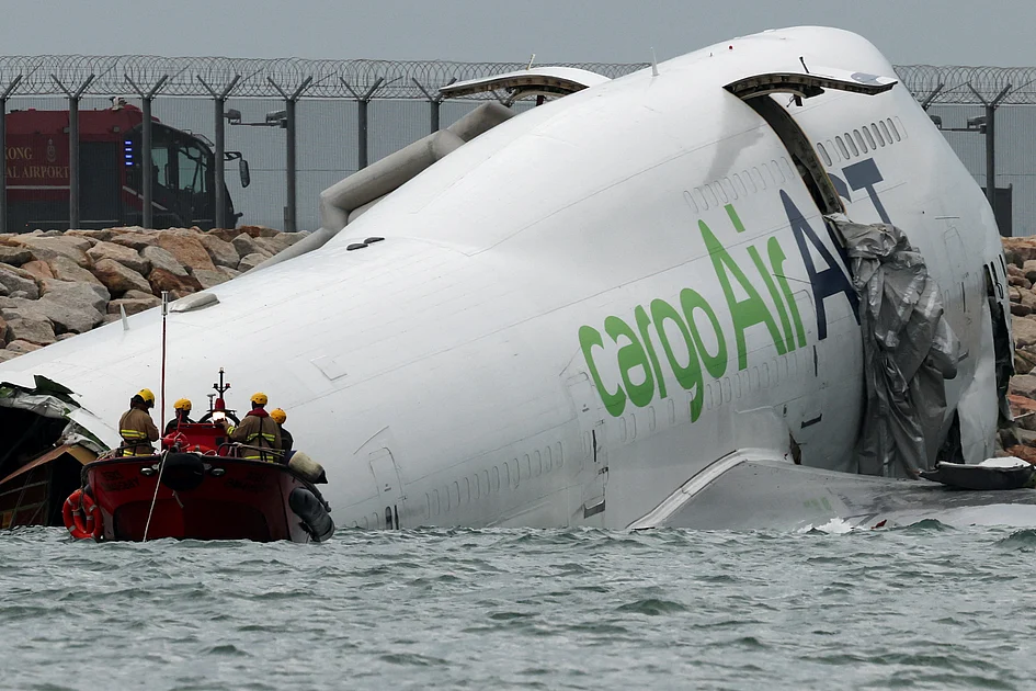 2 dead after Emirates SkyCargo plane operated by ACT Airlines skids off Hong Kong runway