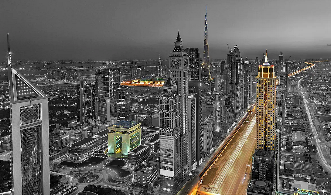 The Tower Plaza Hotel on the right