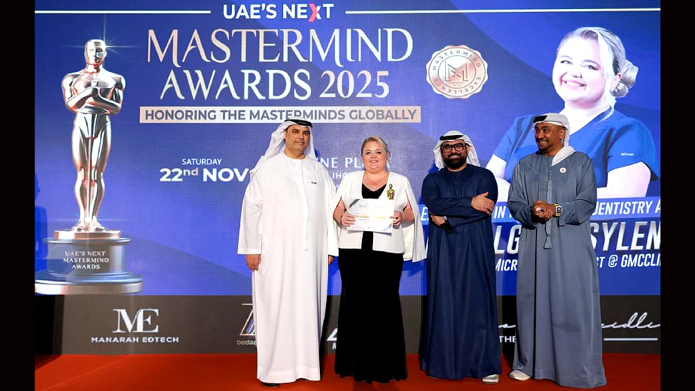 Dr Olga Vasylenko honoured with ‘Excellence in Microscopic Dentistry Award’ at the UAE’s Next Mastermind Awards 2025