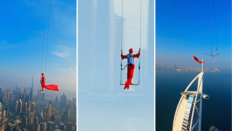 Watch: Daredevil woman jumps off sky-high swing suspended from airship in Dubai