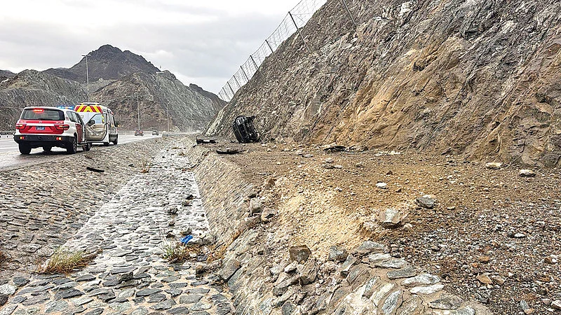 UAE motorist injured after vehicle rolls over amid heavy rains: Fujairah Police