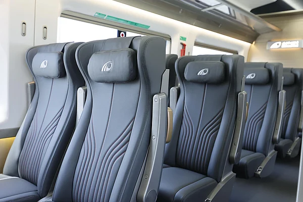 Passenger seats in the compartments inside Etihad Rail