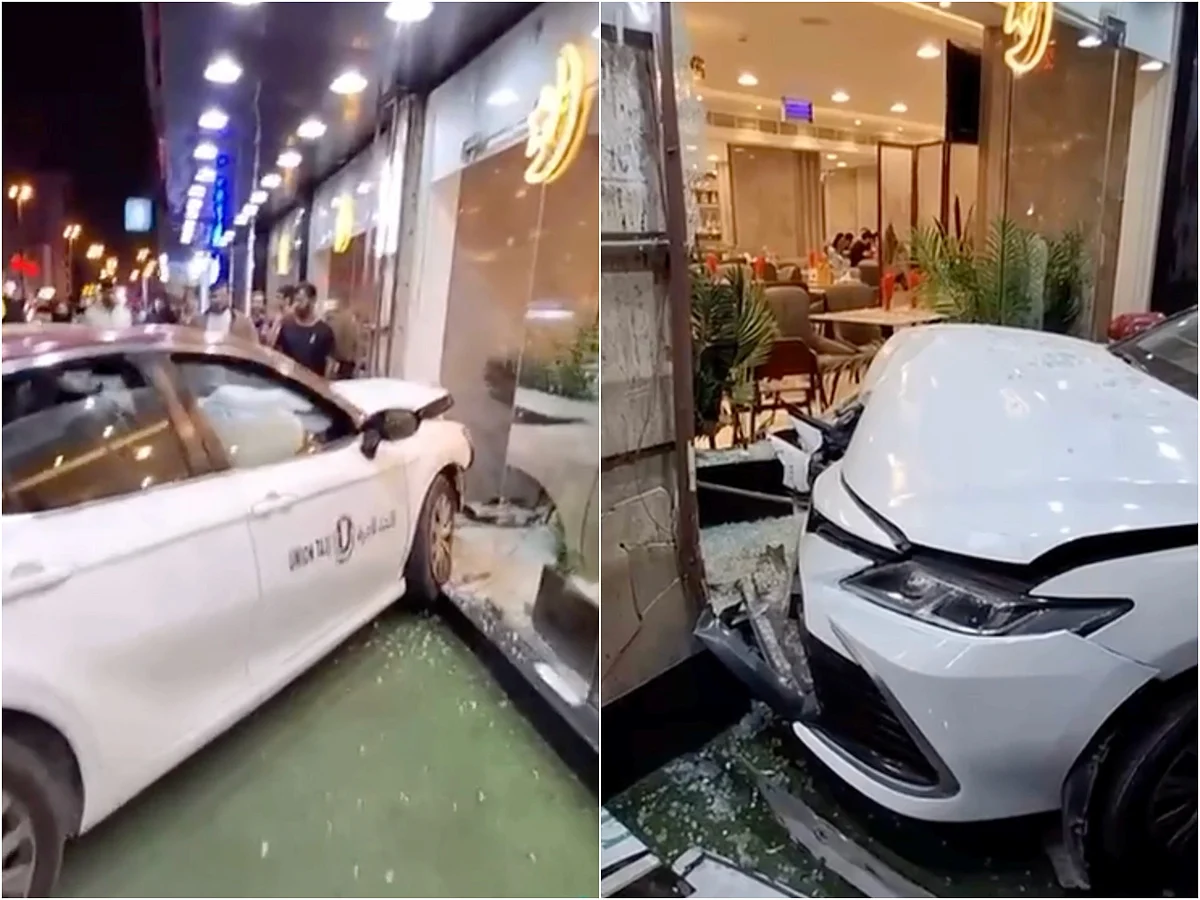 Viral video: Taxi crashes into Sharjah restaurant after driver confuses pedals