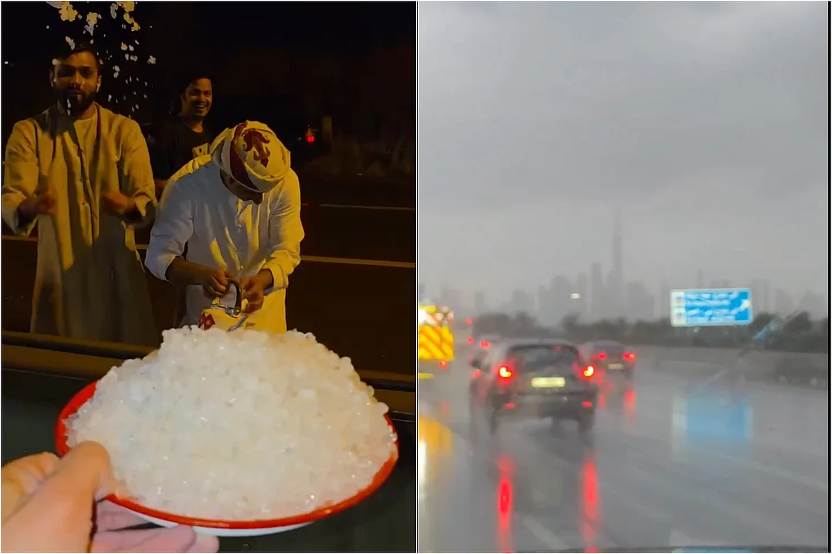Watch: Hail, rain hit RAK, Dubai during cold winter spell
