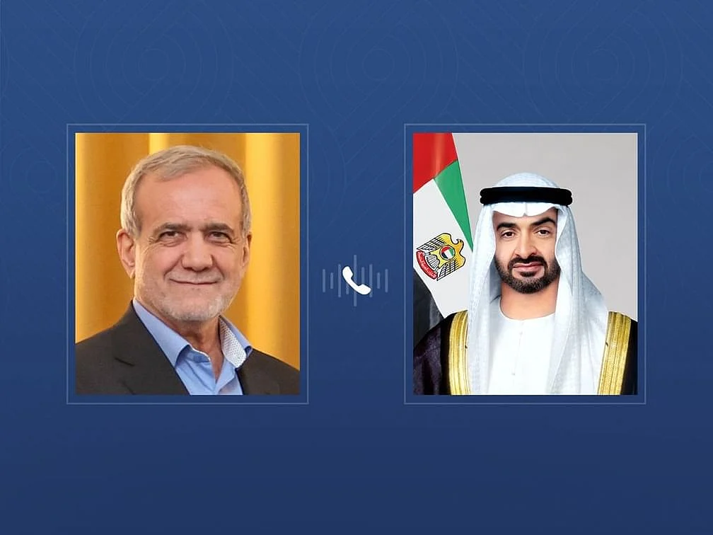 Sheikh Mohamed discusses UAE-Iran relations, regional issues in phone call with Pezeshkian