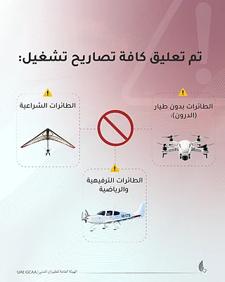 UAE's GCAA announces complete ban on all types of drones and light sports aircraft