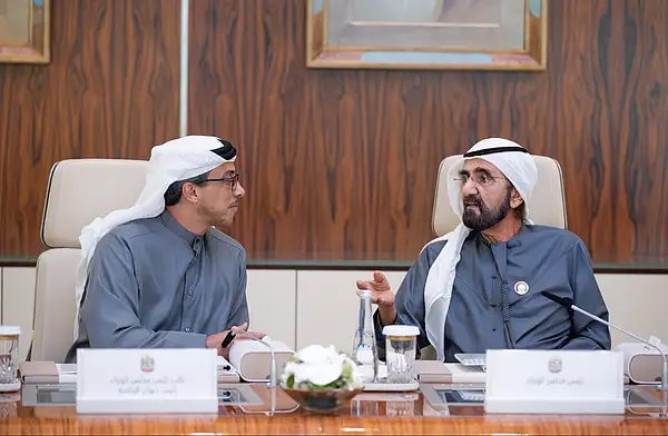 Sheikh Mansour bin Zayed with the Dubai Ruler