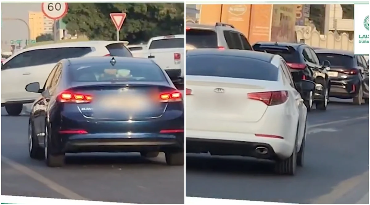Dubai motorists drive on hard shoulder