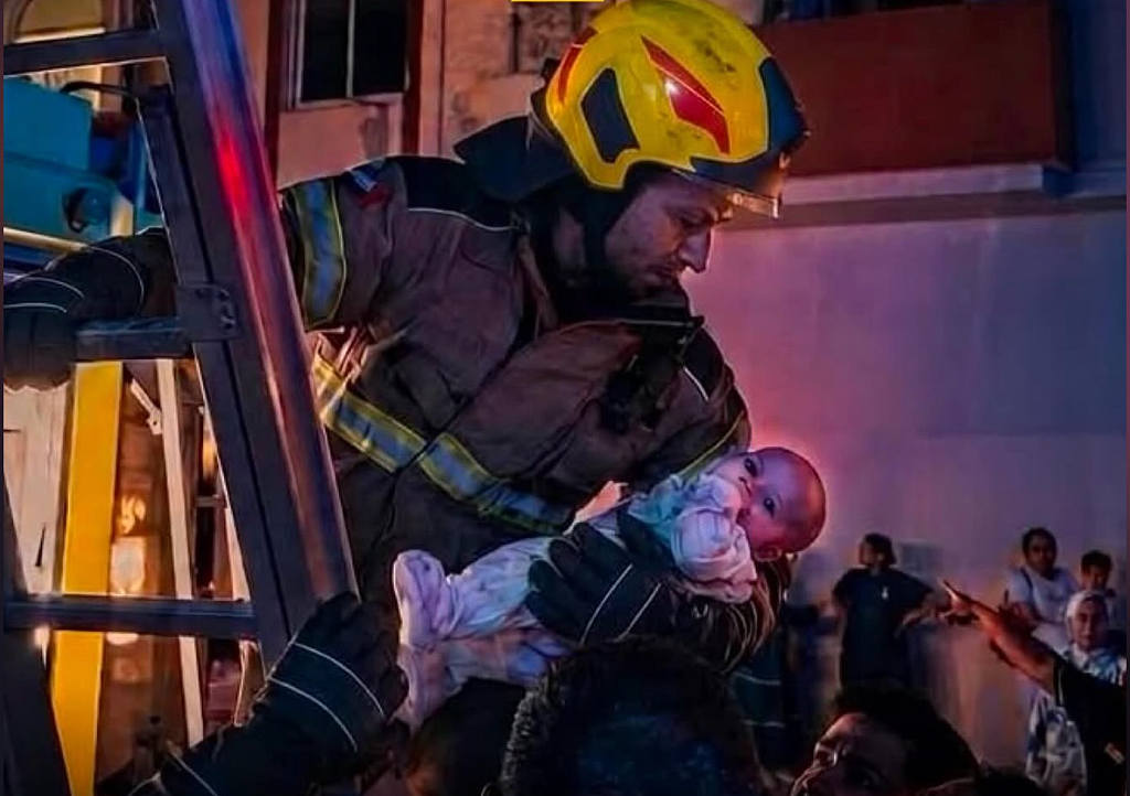 Newborn and family rescued in Sharjah after fire breaks out 