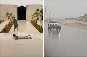 Watch: Kids play in rain as summer showers bring respite from heat in parts of UAE