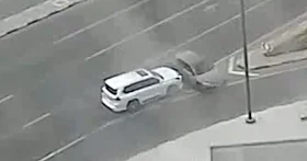 Car skids over divider after sudden swerving; Sharjah Police issue advisory