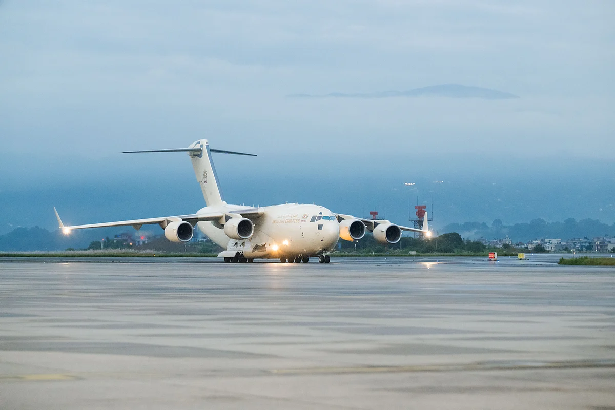 Third UAE aid plane lands in Nepal with Dubai Police search team to assist flood victims