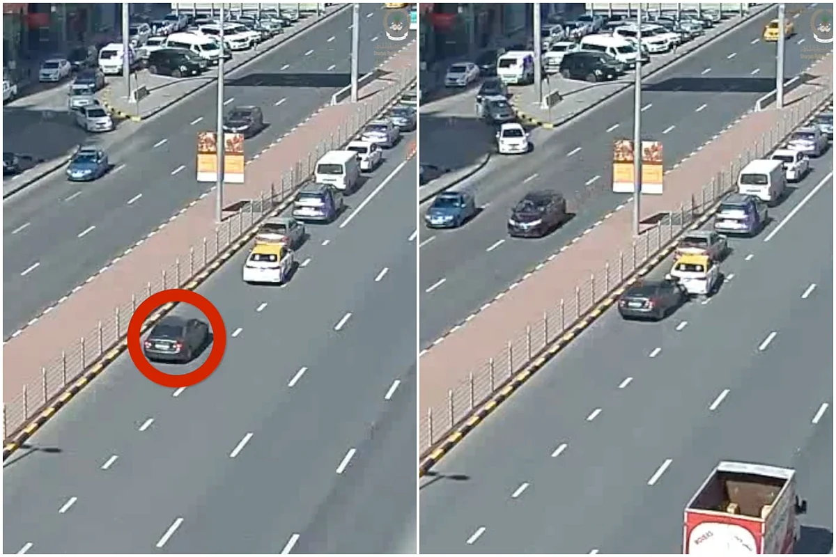 Watch: Sharjah Police urge drivers to keep safe distance after motorist hits queued cars