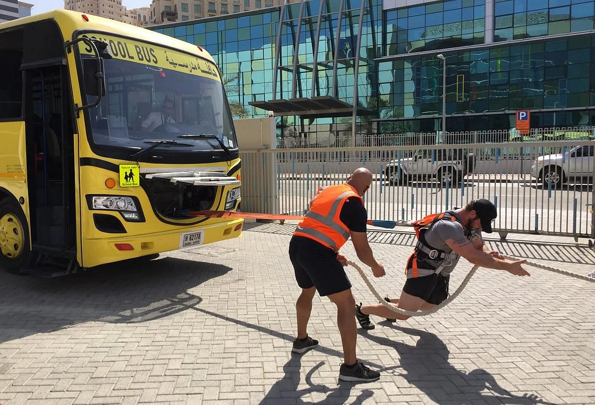 Beast in Middle East: Watch as strongman pulls a 15-tonne bus | Khaleej ...