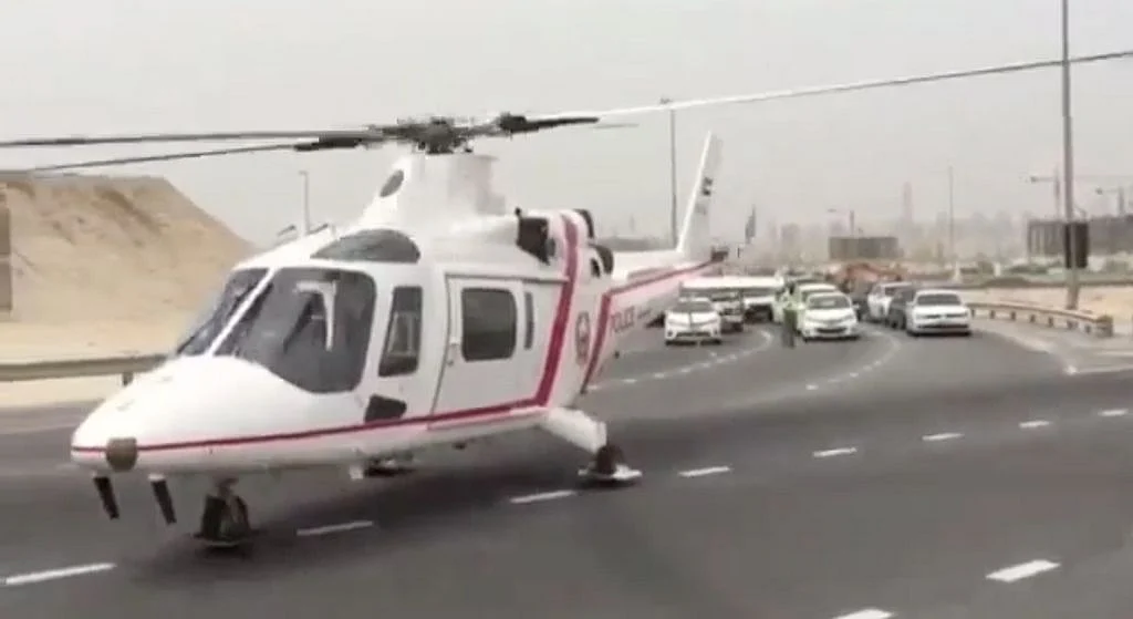 Helicopter on Mohammed bin Zayed Road after multiple crash | Khaleej Times