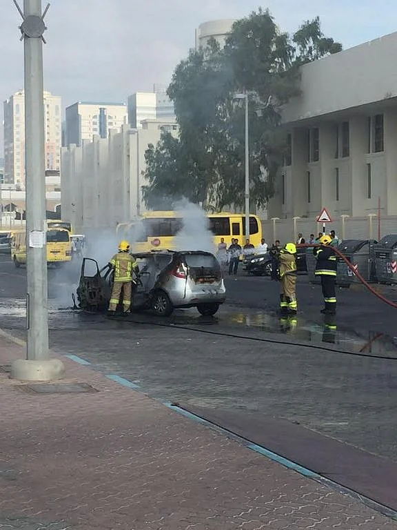 Parked car catches fire in Abu Dhabi | Khaleej Times