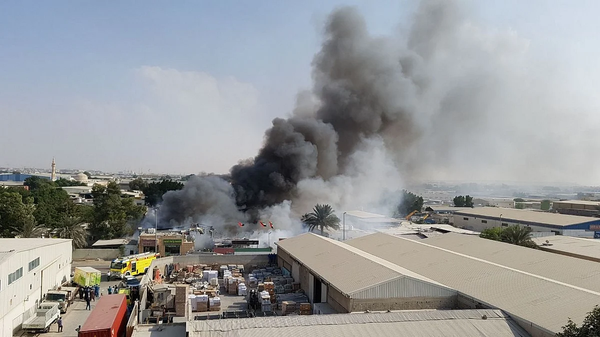 Video: Firefighters put out blaze in Sharjah's Industrial Area ...