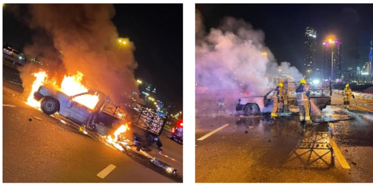 Dubai: 3 injured as car catches fire after crash | Khaleej Times